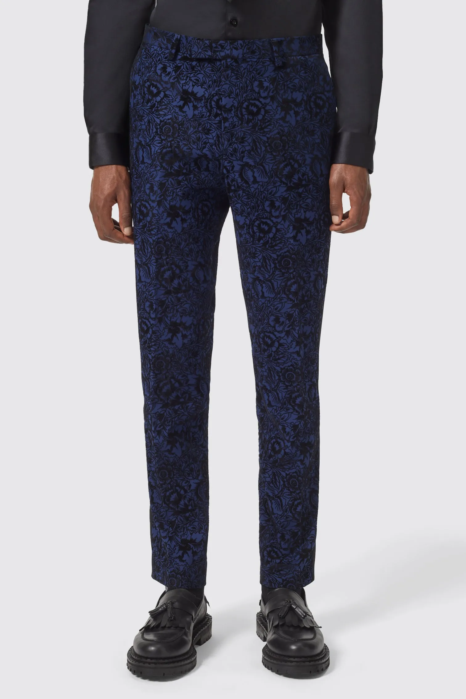 Arundhati Slim Fit Blue Floral Suit - ARCHIVE