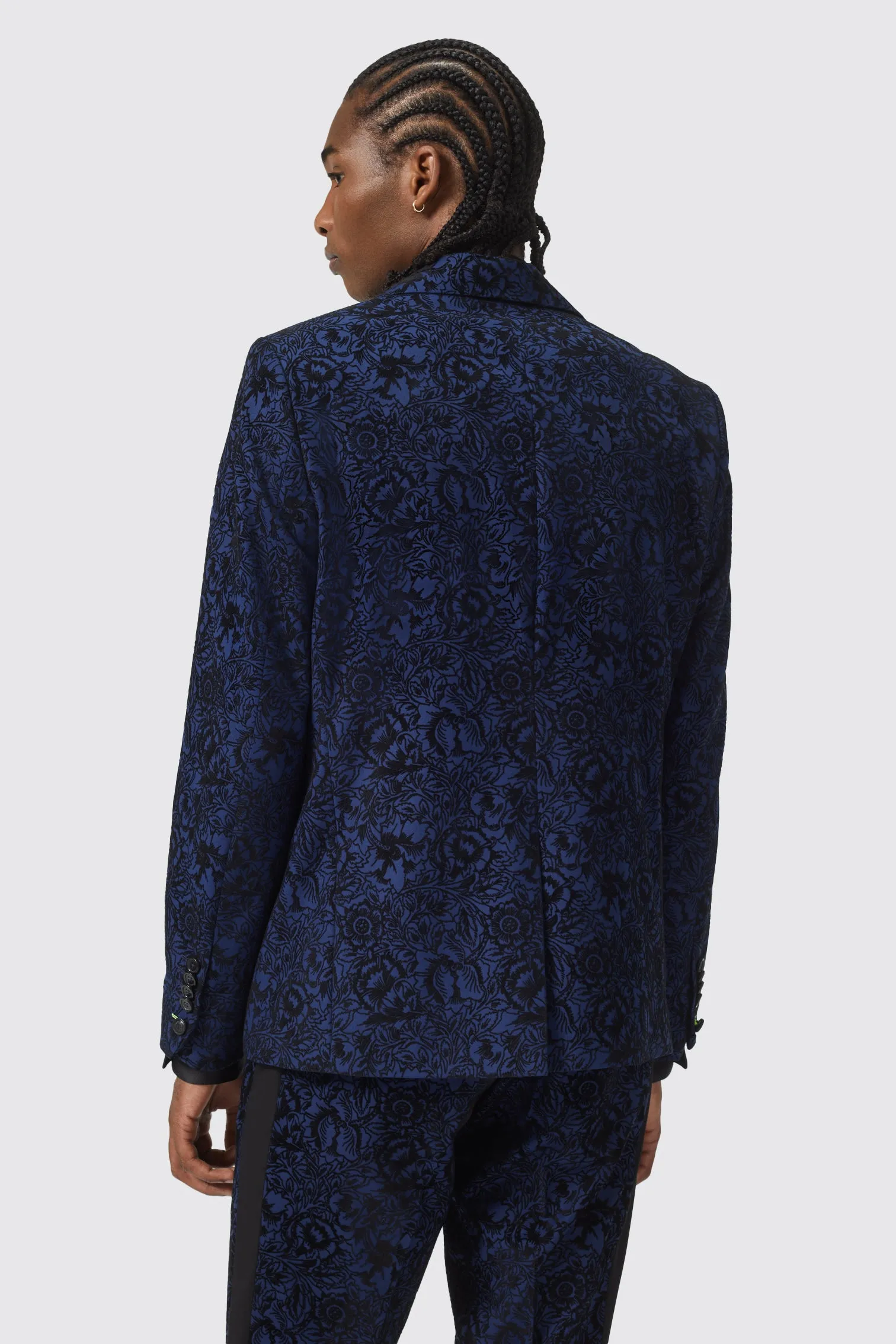 Arundhati Slim Fit Blue Floral Suit - ARCHIVE