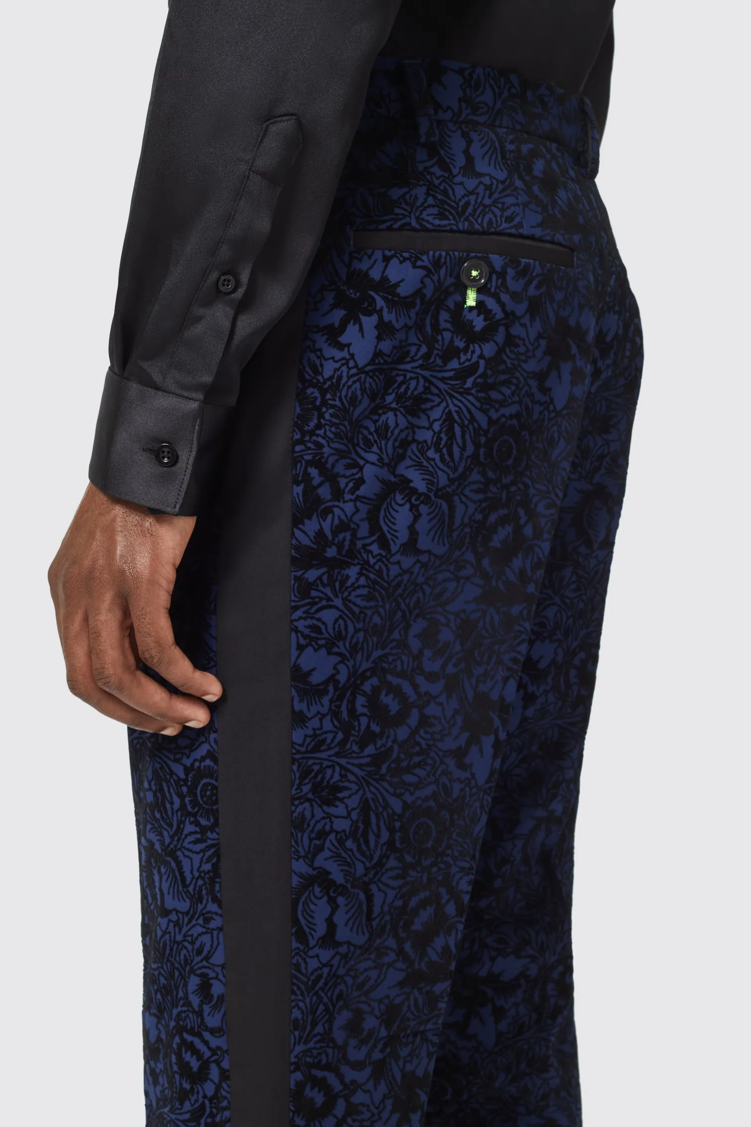 Arundhati Slim Fit Blue Floral Suit - ARCHIVE