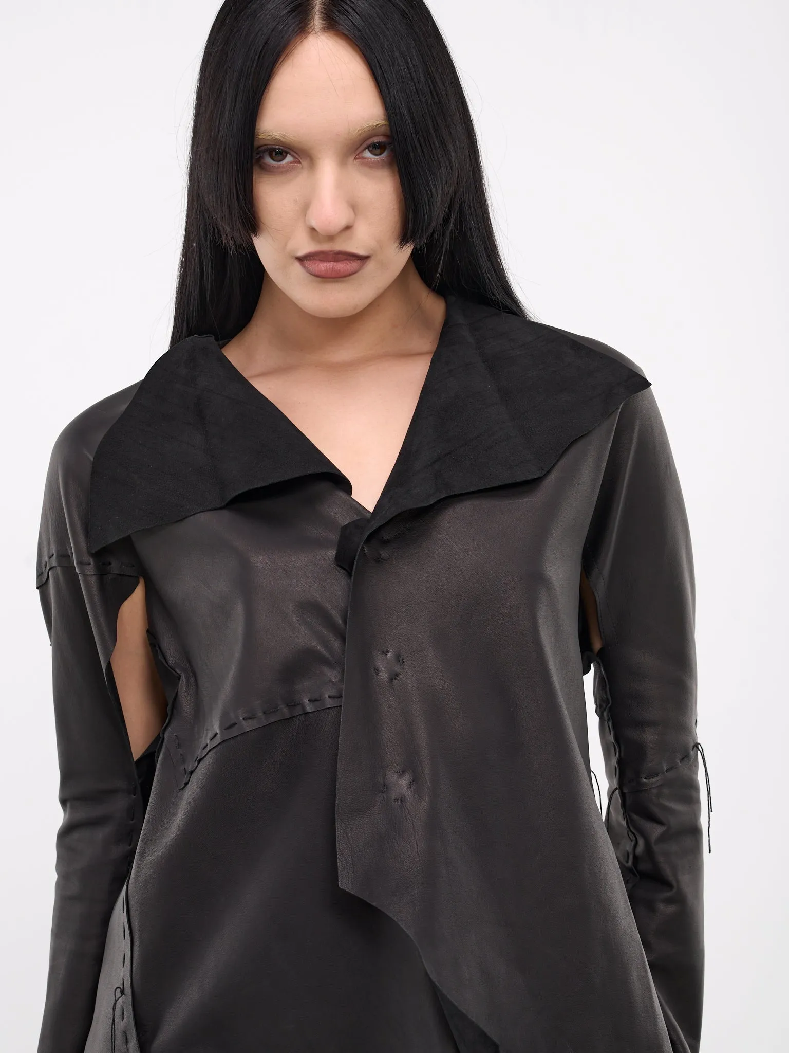 Asymmetric Leather Jacket (FS-J06-703-BLACK)