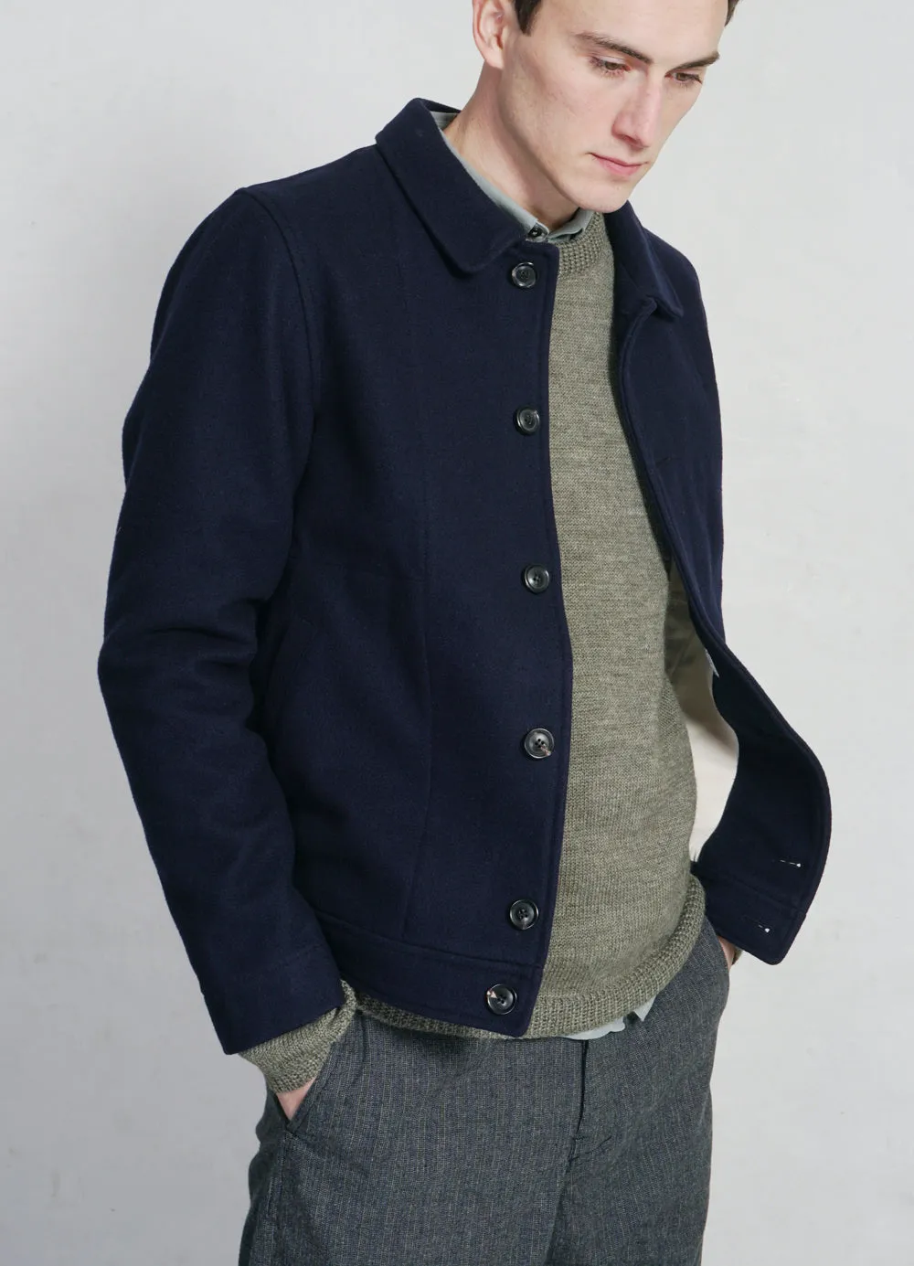 ATLAS | Short Wool Felt Jacket | Solid Blue