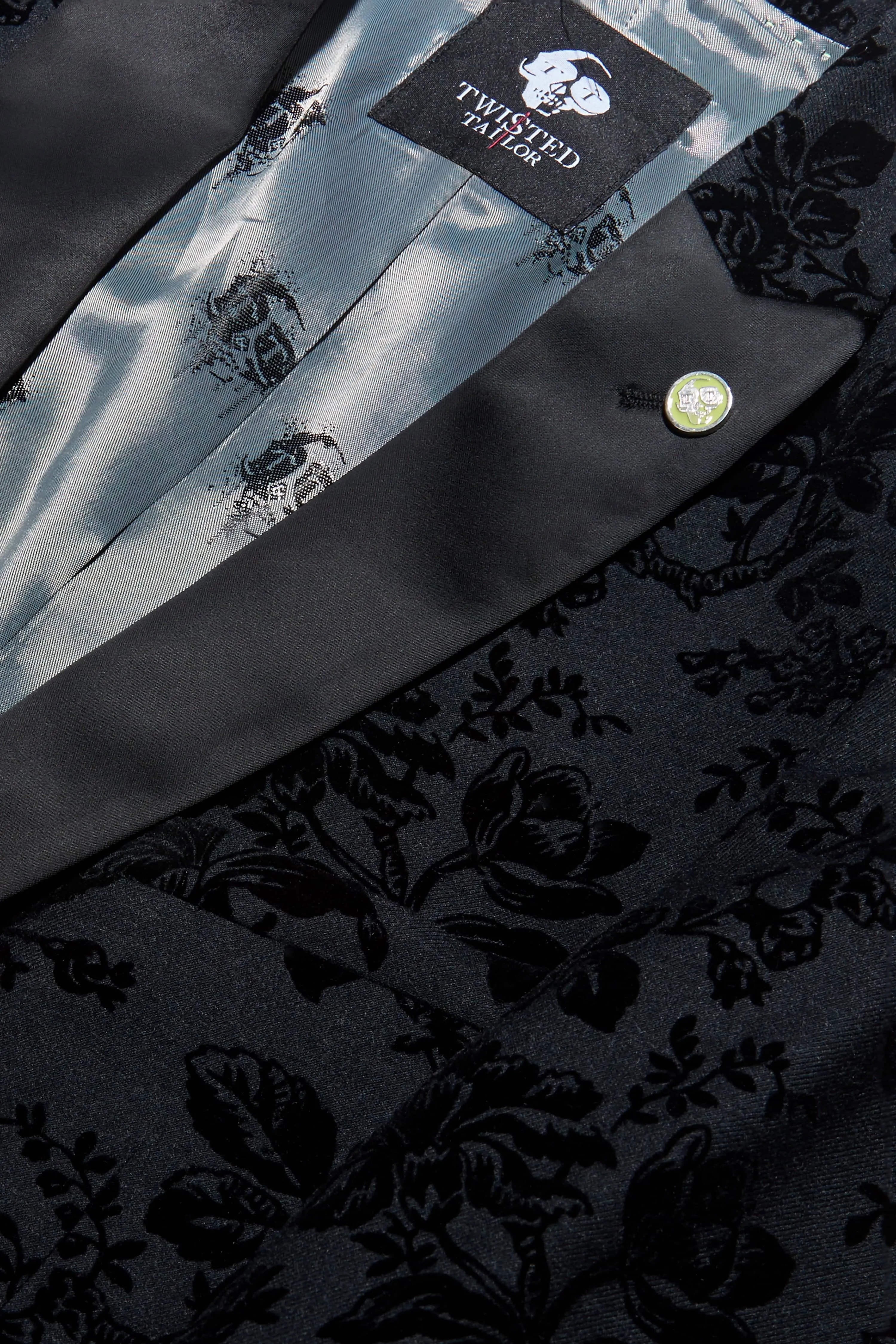 Belsize Skinny Fit Black Floral Tuxedo Jacket - ARCHIVE