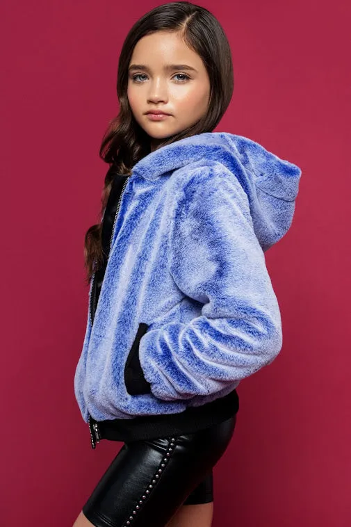 Blue Faux Fur Jacket