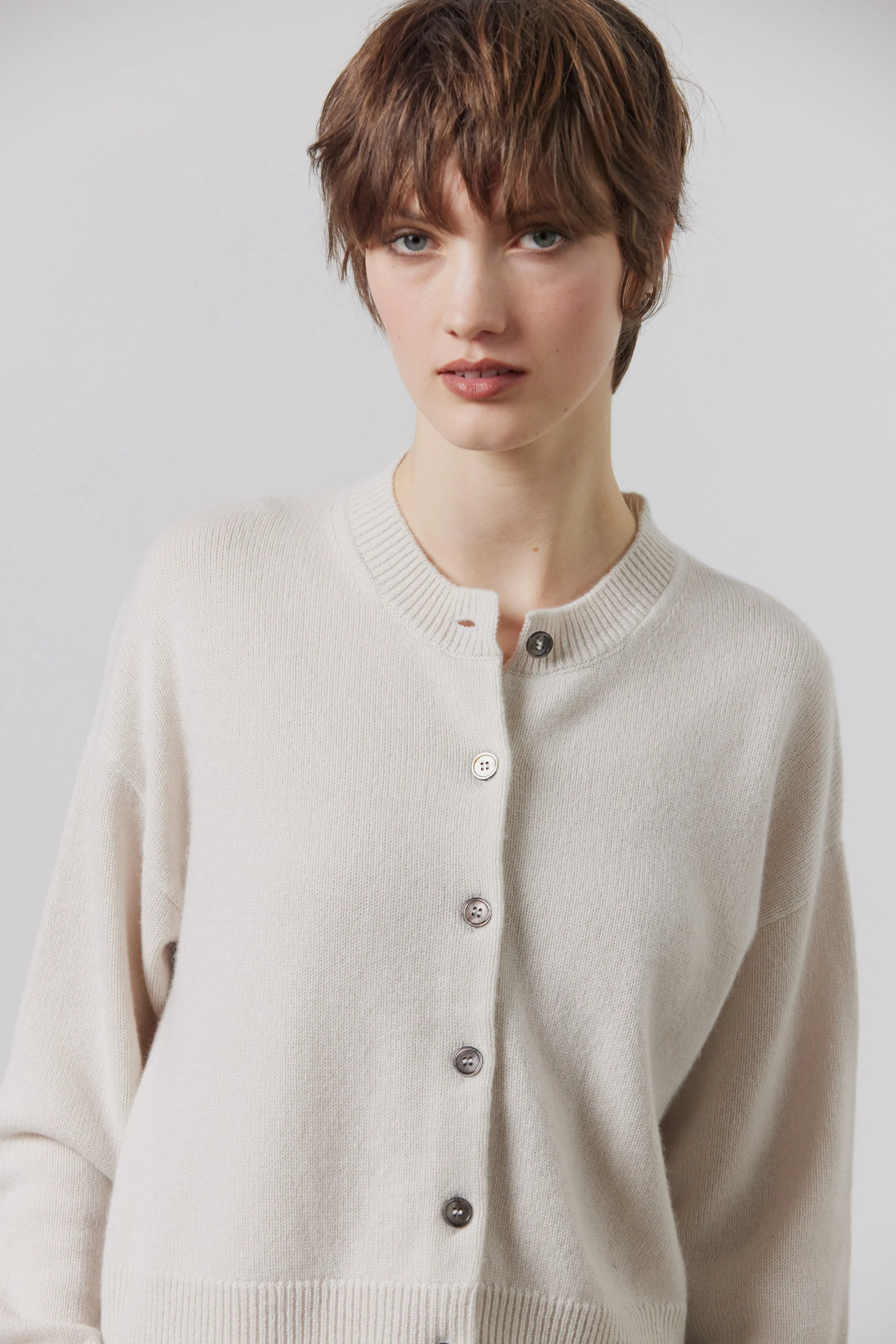 Boxy Cashmere Cardigan - Putty