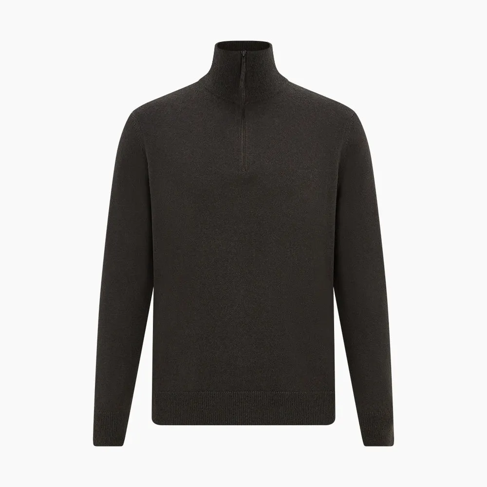 Brown Half-Zip Cashmere Jumper