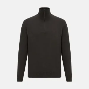 Brown Half-Zip Cashmere Jumper