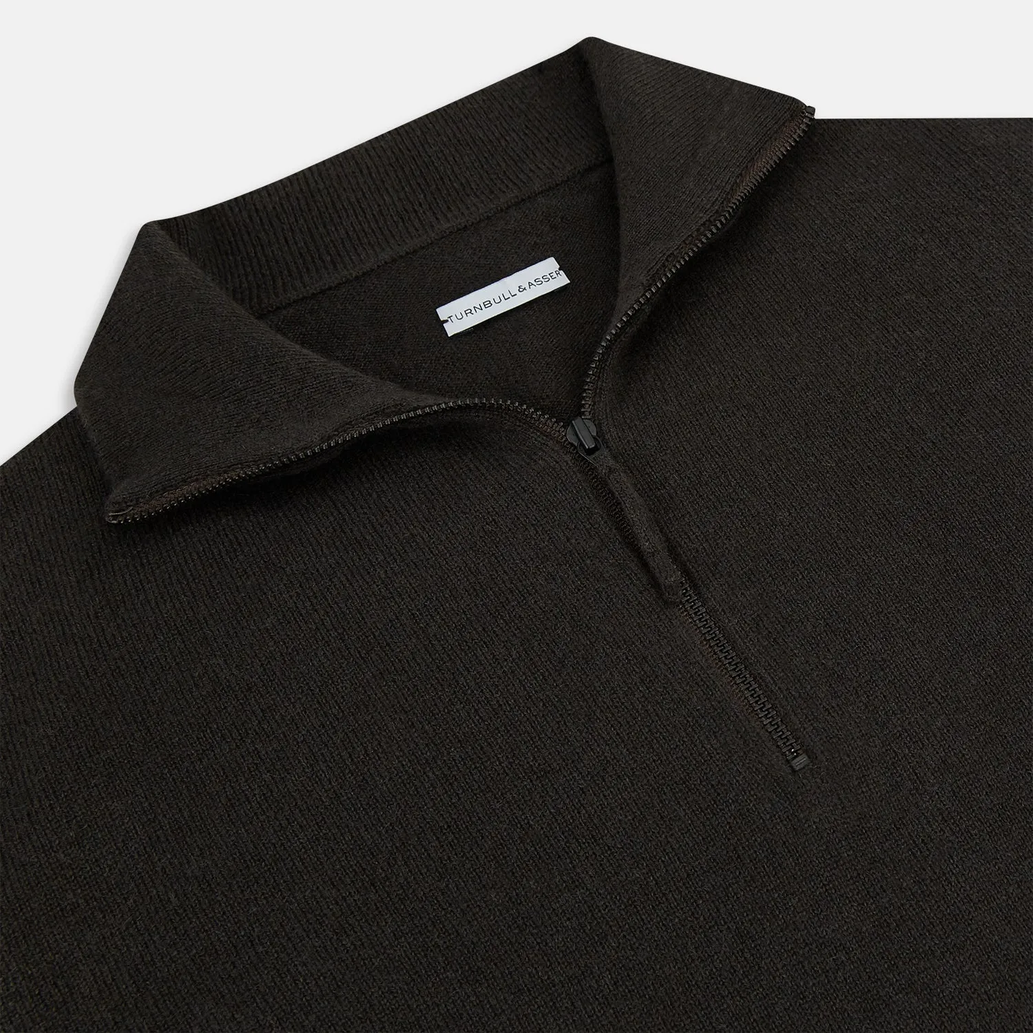 Brown Half-Zip Cashmere Jumper