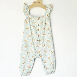 Butterfly Sleeveless Ruffle Baby Jumpsuit (Organic Muslin)