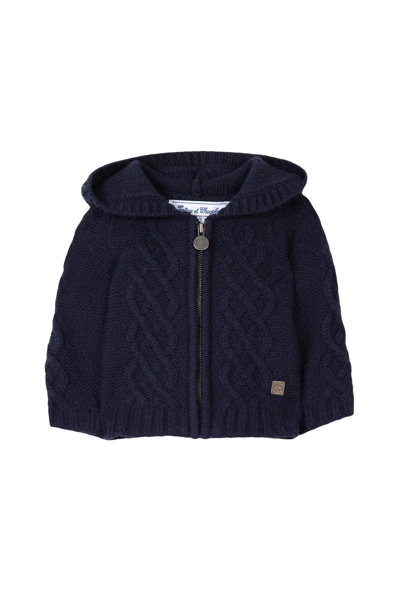 Cardigan - Navy Knit Braided