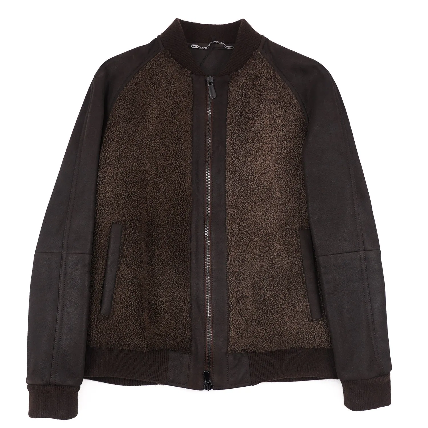 Cesare Attolini Shearling Leather Bomber Jacket