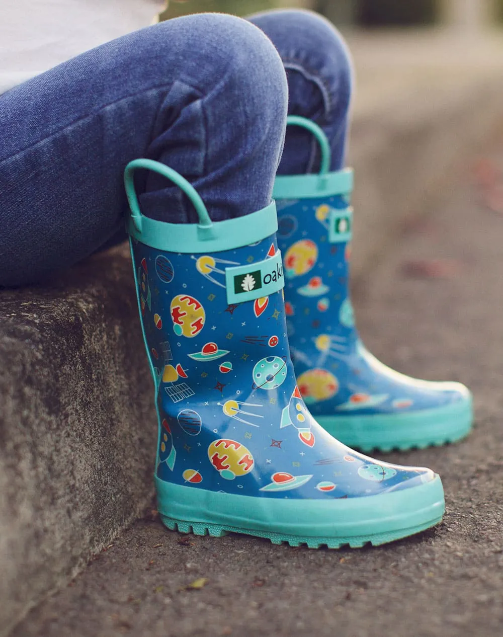 CHILDREN’S RUBBER RAIN BOOTS, OUTER SPACE