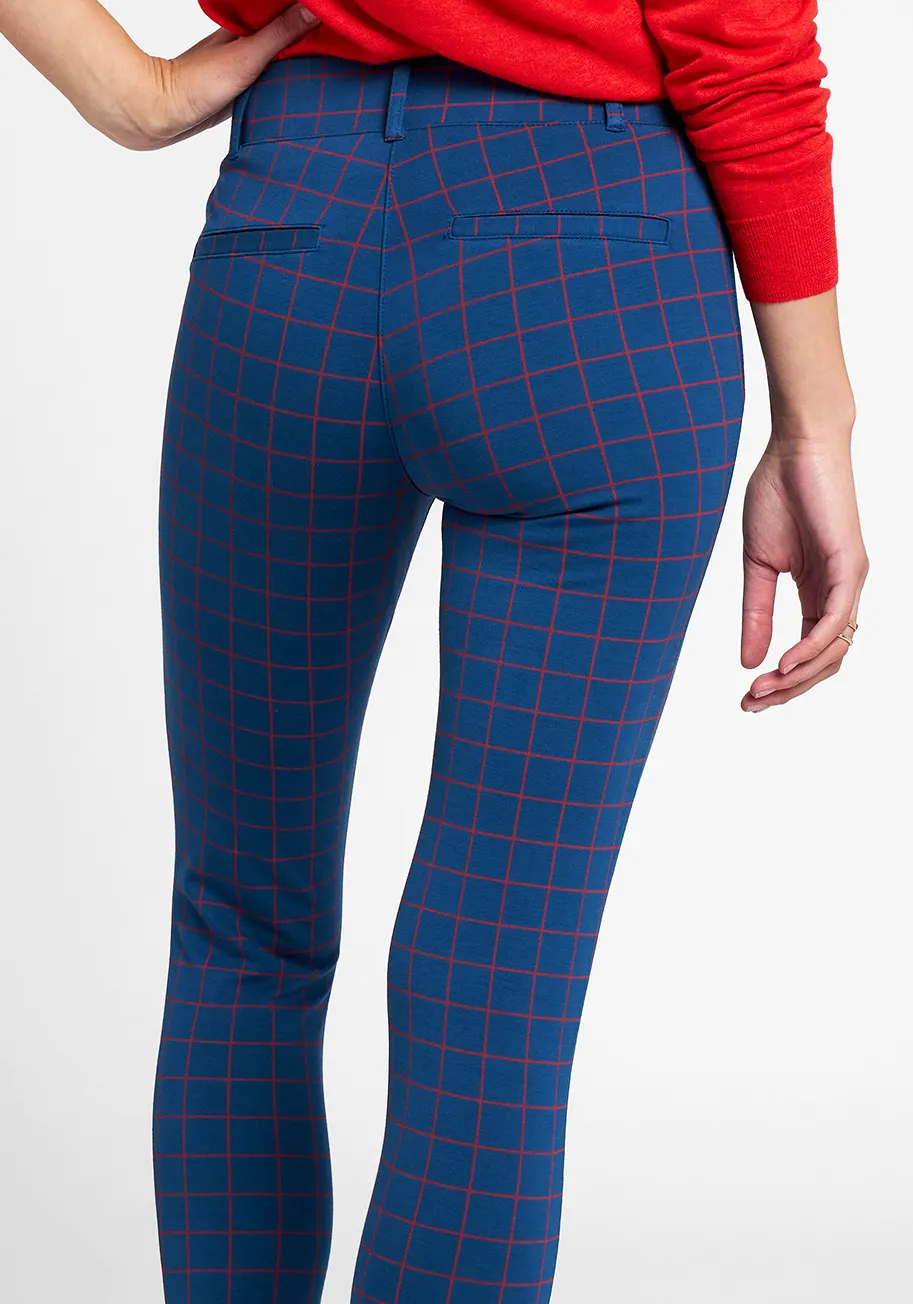 Classic Dress Pant Yoga Pant | Skinny (Tomato Check)