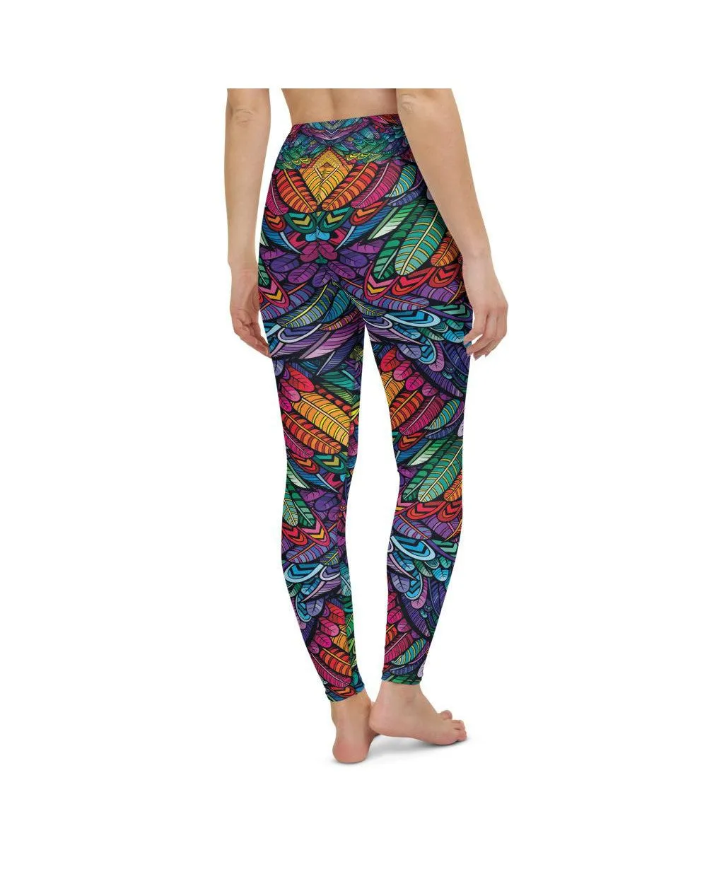 Colorful Feathers Yoga Pants