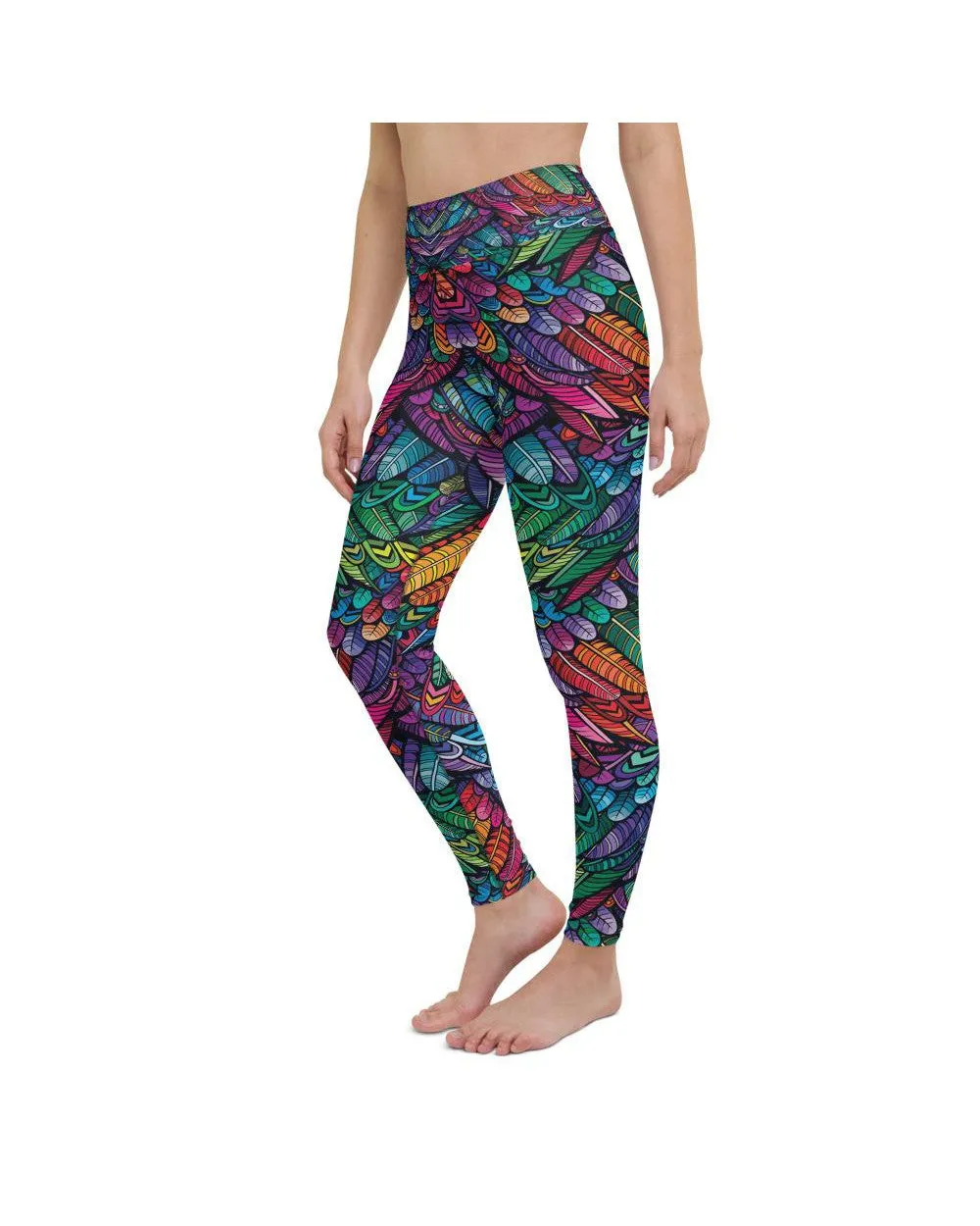 Colorful Feathers Yoga Pants