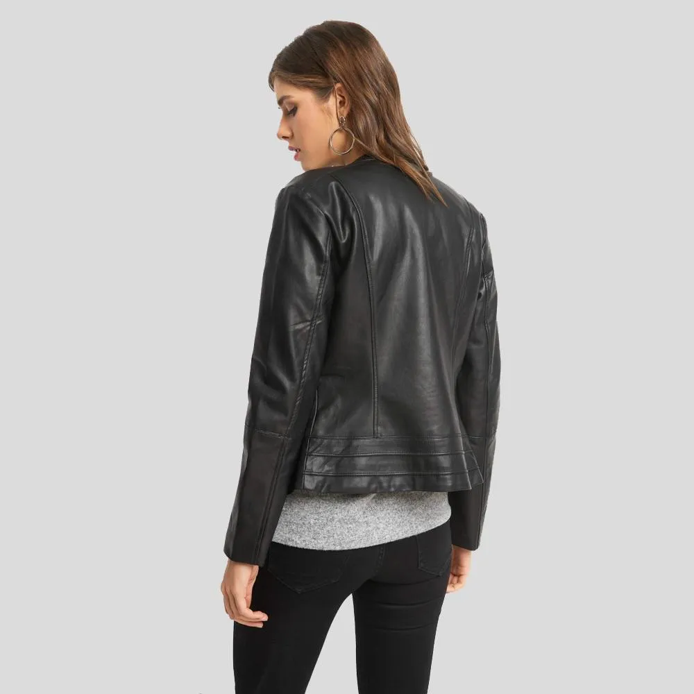 Cora Black Biker Leather Jacket