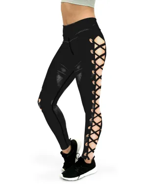 Faux Lace Up Yoga Pants