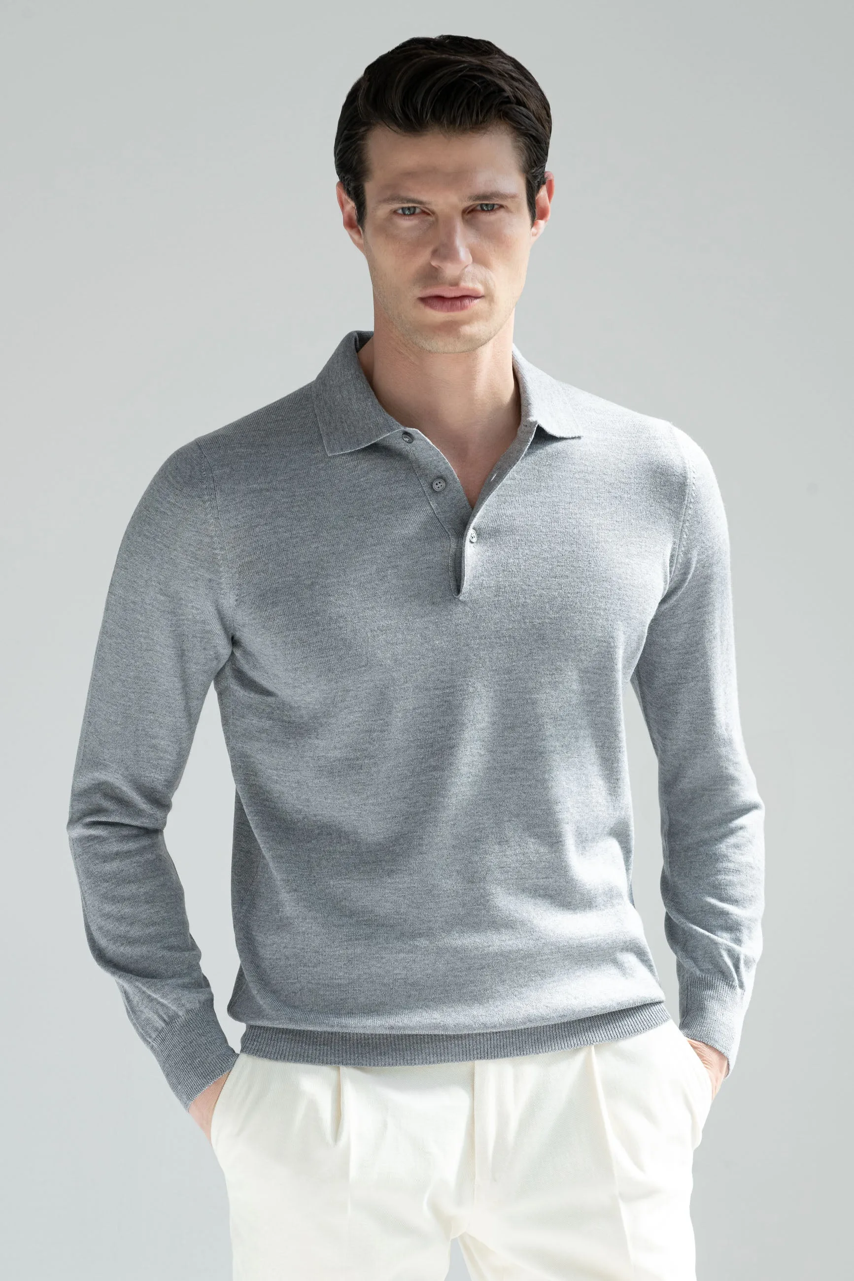 Grey Merino polo – Made in Italy