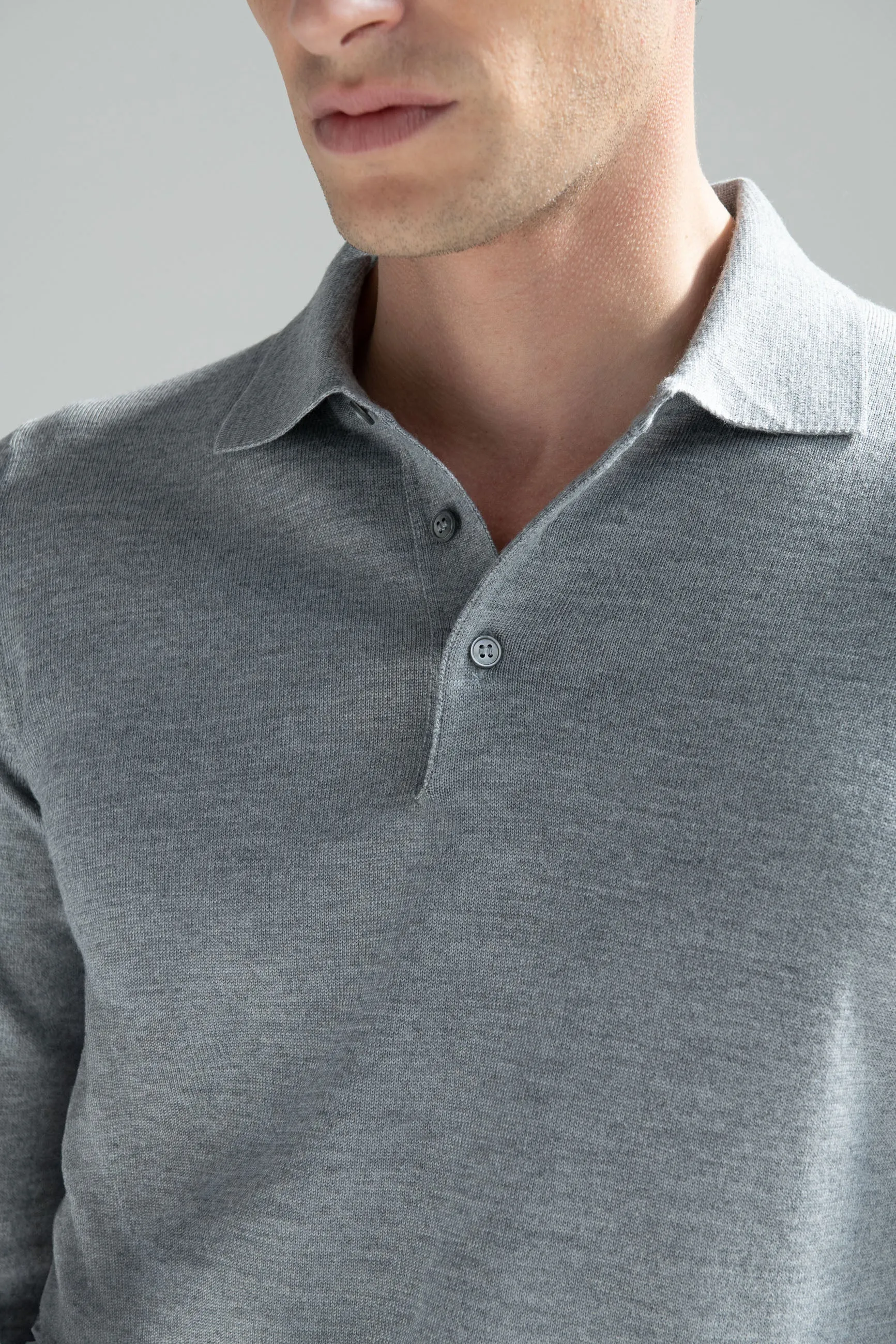 Grey Merino polo – Made in Italy