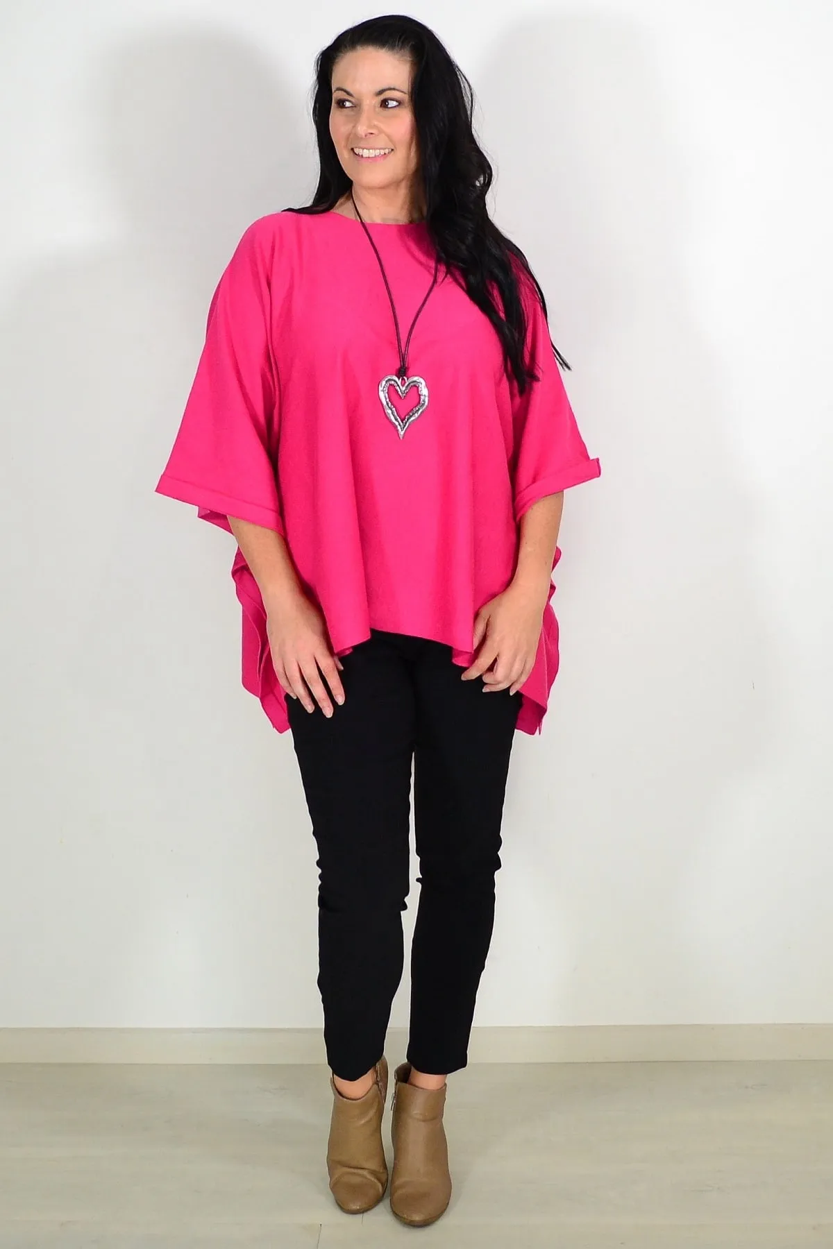 Hot Pink Cozy Tunic Poncho