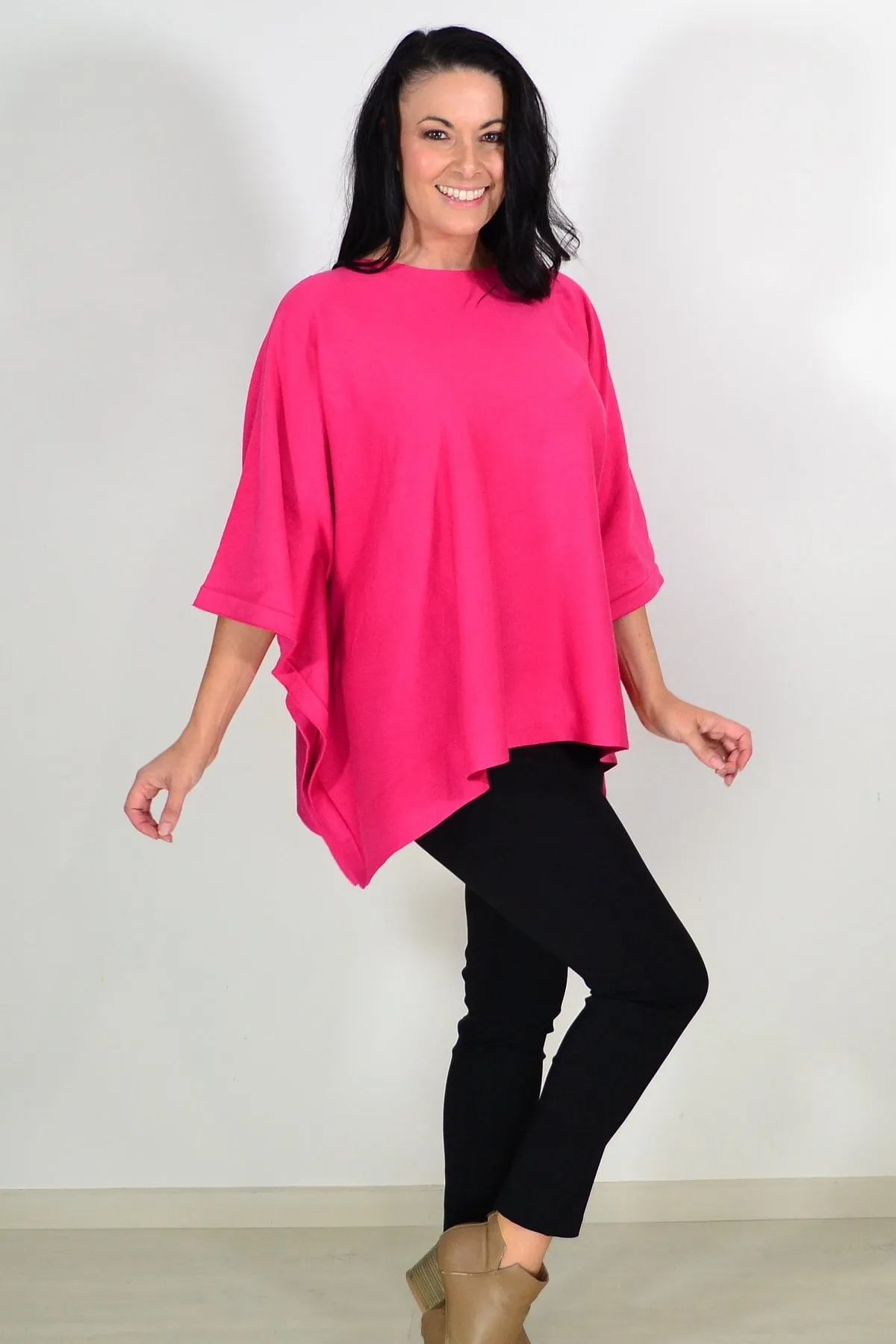 Hot Pink Cozy Tunic Poncho