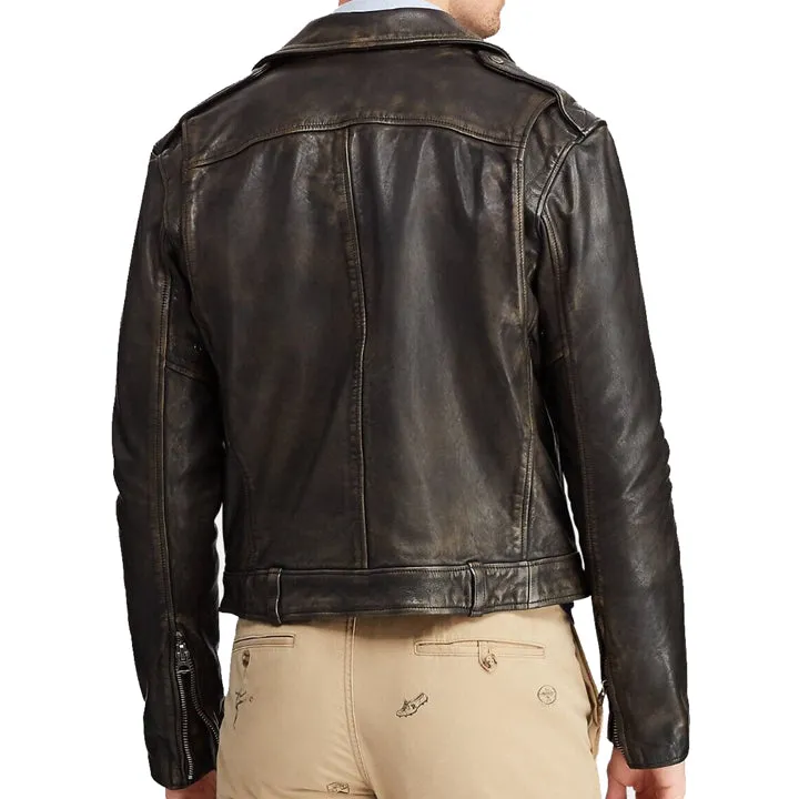 Iconic Men's Cowhide Leather Biker Motorcycle Jacket