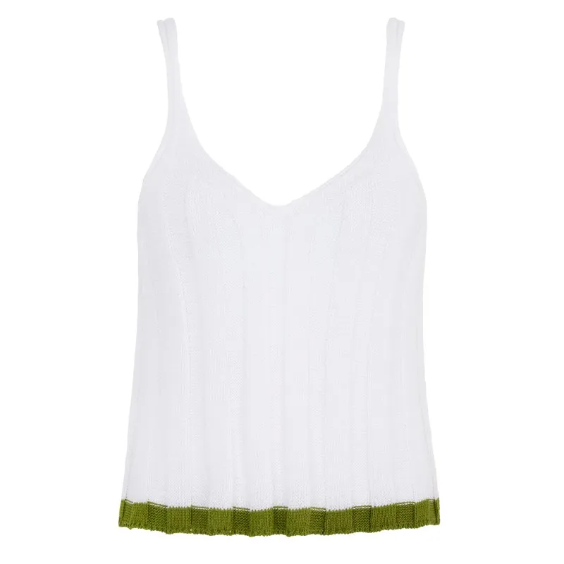 Jodie Ribbed Knitted Cami Vest - White