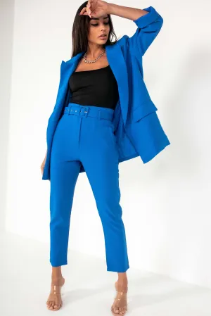 Kaisley Royal Blue Padded Shoulder Blazer