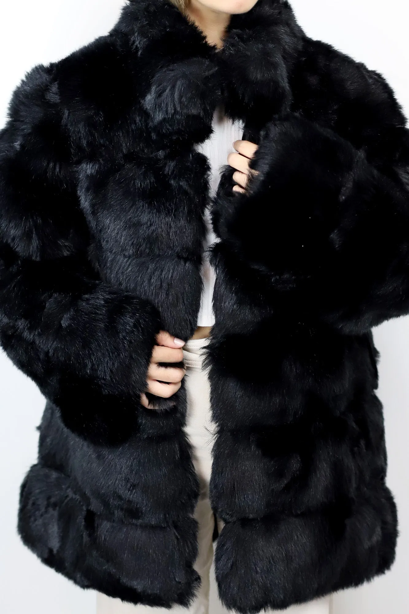 La Fiorentina Faux Fur Jacket - Black