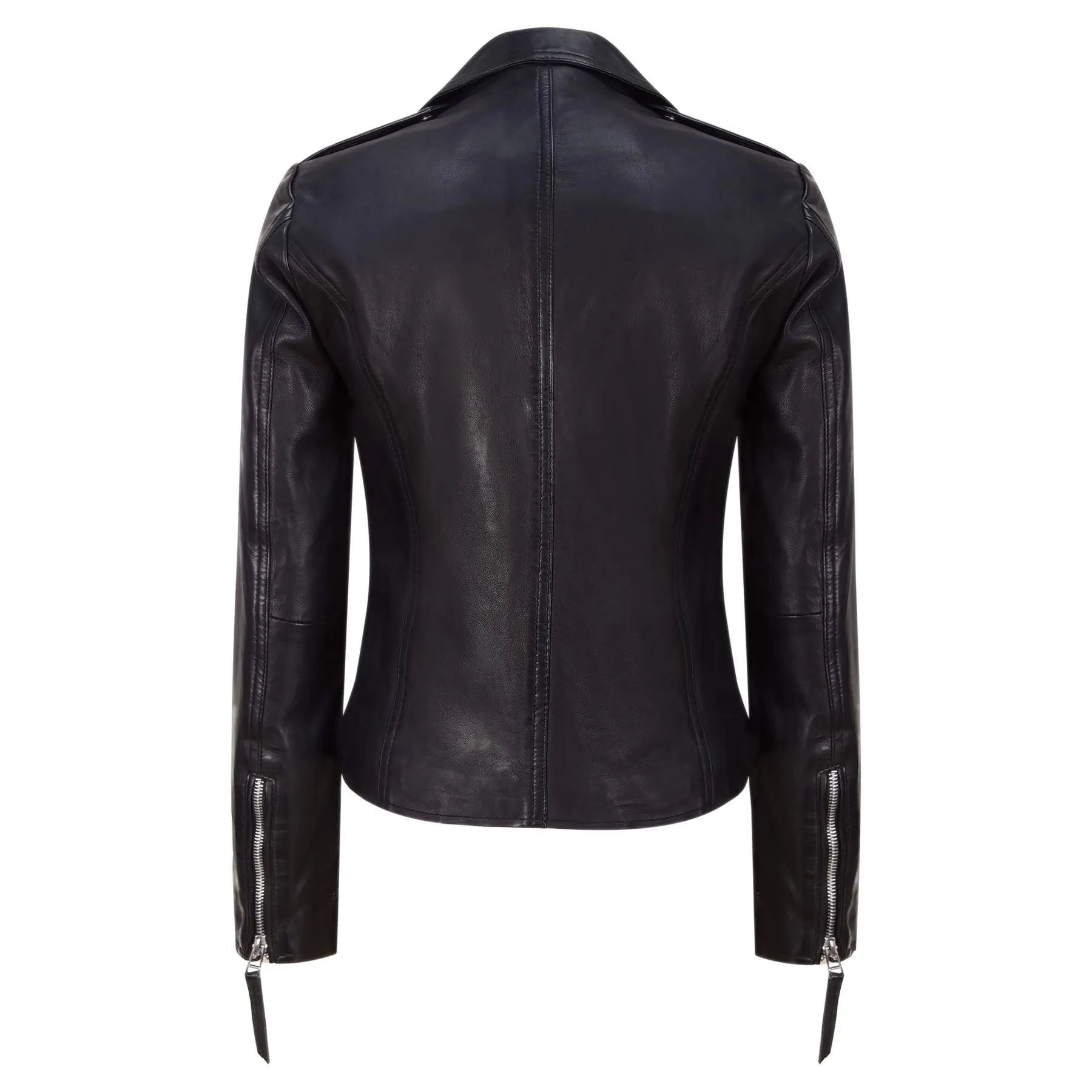 Ladies Leather Jacket Classic Biker Style Black REAL Leather Womens Jacket