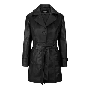 Ladies Women Real Leather Mid Length Blazer Style Retro Jacket