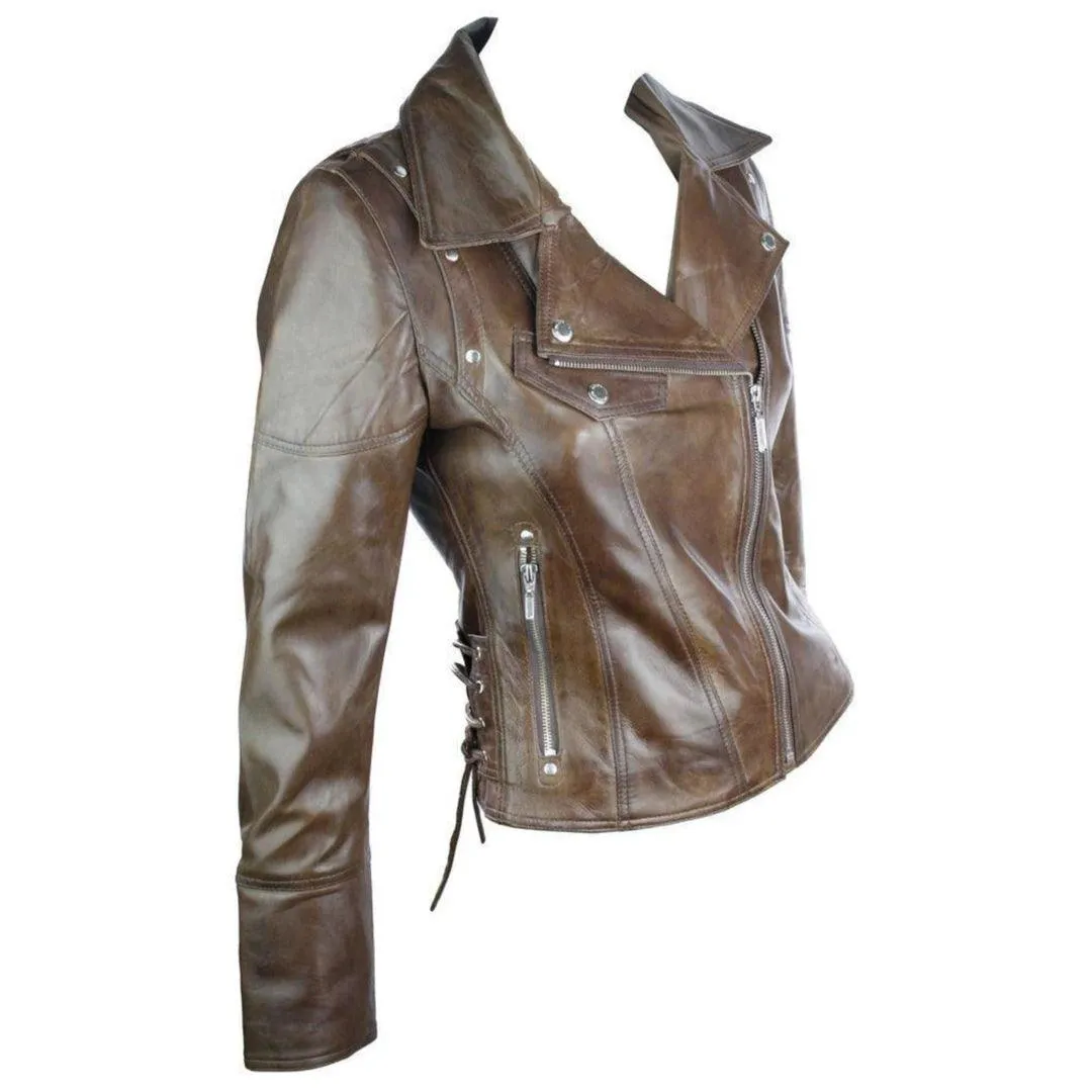 Leather 100% Jacket Biker Style Vintage Red Soft Leather