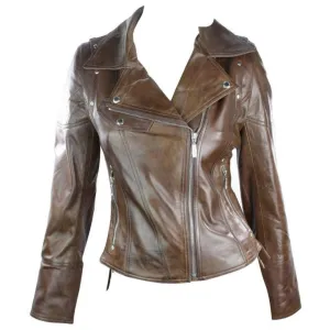 Leather 100% Jacket Biker Style Vintage Red Soft Leather