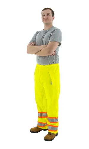 Majestic 75-7351 Hi-Vis Waterproof Rain Pants DOT Striping ANSI E