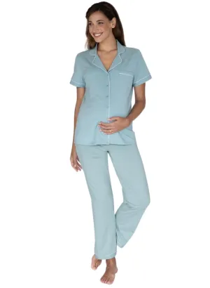 Maternity & Nursing Pyjama Long Pant Set - Sage