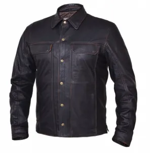 Mens NEVADA BROWN Lightweight Leather Shirt