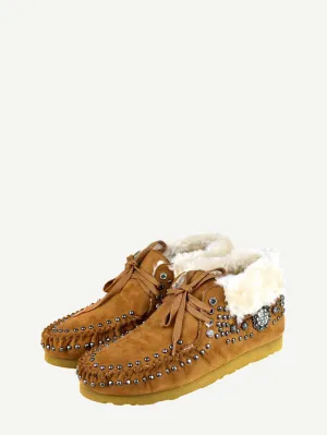 Montana West Western Style Studded Design Moccasins