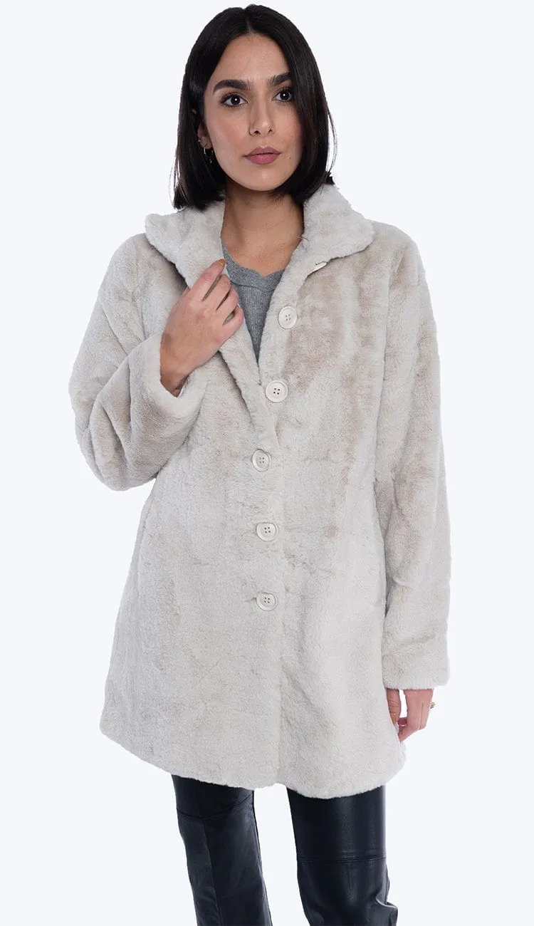 Nonna Faux Fur Coat - Sand