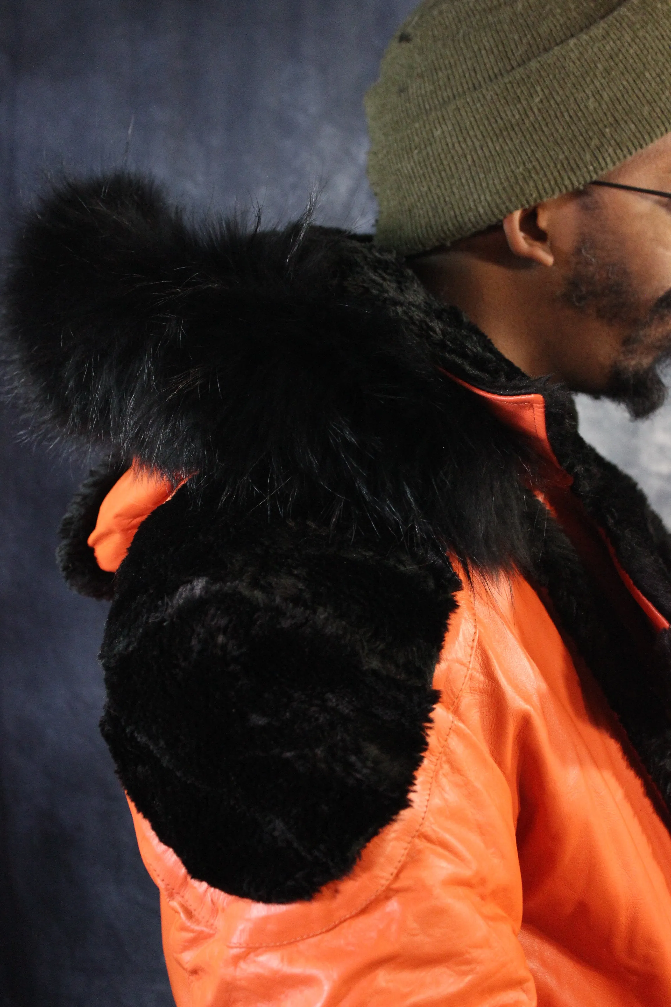 Orange Leather and Fur Jacket by Otter and The Fox