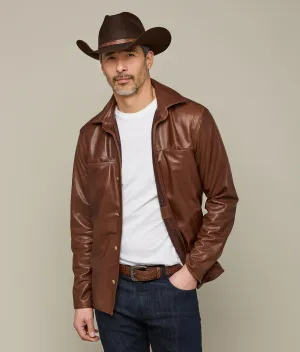 Perforated Lightweight Lambskin Jacket :: Whiskey