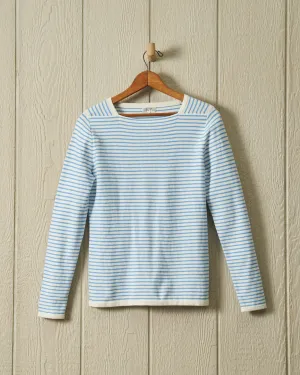 Riviera Sweater Knit Top in Cream/Coastal Blue