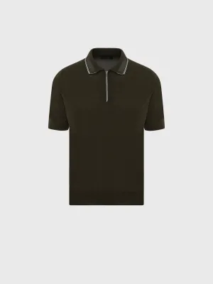 Silk and Cotton Knit Polo Shirt